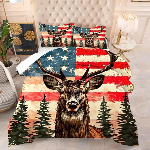 Vista 38 de kxry Juego de edredón de 250 años de Estados Unidos, tamaño individual, ropa de cama vintage de estatua de la libertad y bandera estadounidense