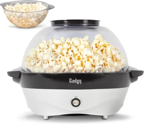 Vista 12 de Máquina de palomitas de maíz Gadgy – Máquina eléctrica de aceite caliente de 500W con placa antiadherente, tapa y agitador – Gran popper de 24 tazas