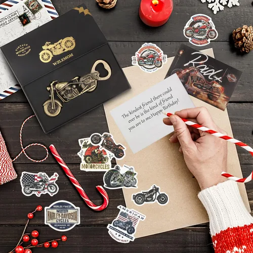 Vista 3 de Regalos de cerveza de motocicleta para hombres, papá, él, abrebotellas de cerveza vintage para motocicleta, regalos del día del padre para hombres