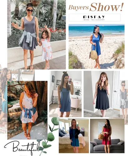 Vista 6 de MISFAY - Vestido de verano, estilo informal, con bolsillos, camisa de playa, camisola, para mujer