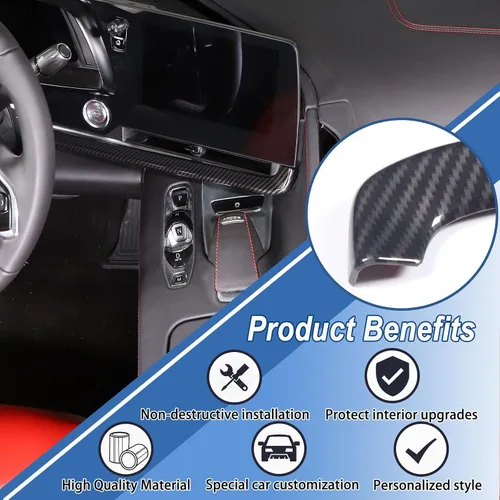 Vista 3 de CHEAYAR Cubierta de tablero de control compatible con Chevrolet Corvette C8 Stingray 2020-2023, cubierta de tira de tablero de consola ABS