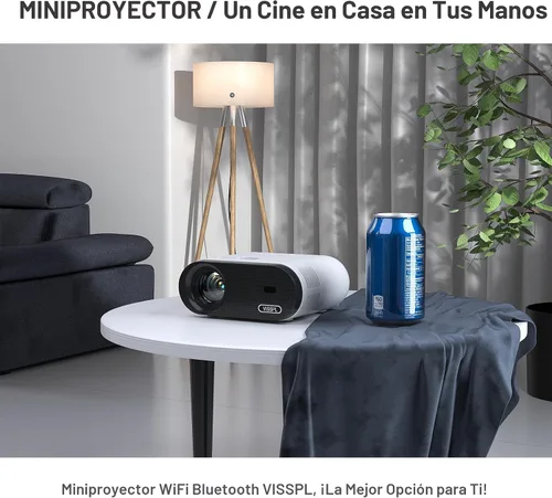 Vista 6 de Mini proyector con WiFi y Bluetooth, proyector VISSPL Full HD 1080P, proyector portátil para exteriores con trípode, proyector de cine en casa