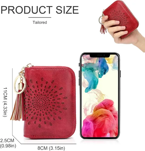 Vista 5 de APHISON RFID - Porta tarjeta de crédito con cremallera carteras pequeñas para mujer en cuero estilo girasol para mujer y niña caja de regalo 1927