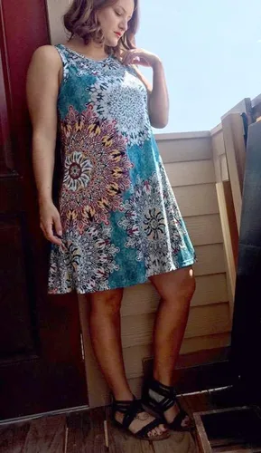 Vista 6 de elescat - Vestidos de verano para mujer, estilo informal, sin mangas, estampado floral, holgado, con bolsillo