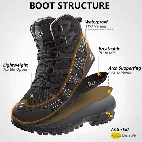 Vista 4 de Wantdo Botas de senderismo impermeables para mujer, botas de trabajo antideslizantes, cómodas botas de tobillo para exteriores con soporte de arco