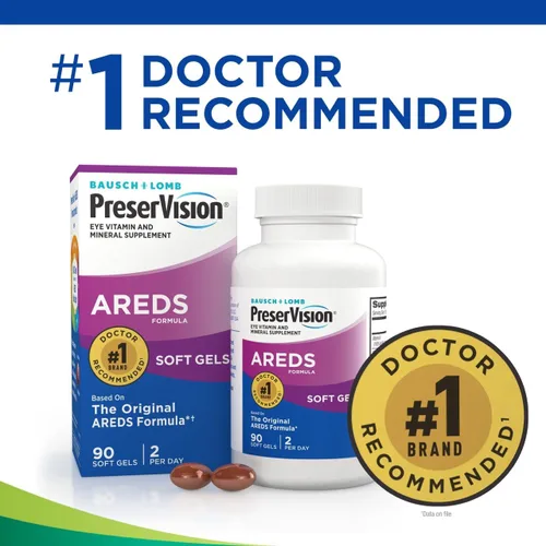 Vista 4 de PreserVision AREDS - Suplemento de vitaminas y minerales para ojos, contiene vitamina C, A, E, zinc y cobre, 90 cápsulas blandas