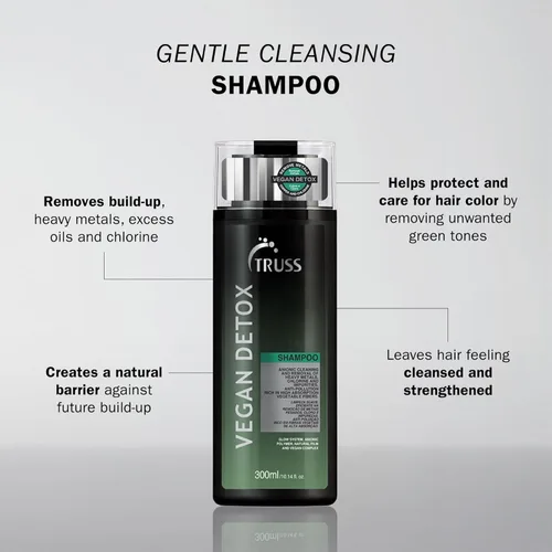 Vista 2 de TRUSS Champú de desintoxicación de metal vegano – Champú clarificador para mujeres y hombres – Limpia suavemente la acumulación, el exceso de aceite