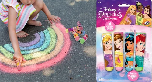 Vista 3 de JA-RU Disney Princess - Bastones de tiza para acera (1 unidad), tiza para suelo y tabla, juguetes para exteriores, tiza gigante, juego de arte
