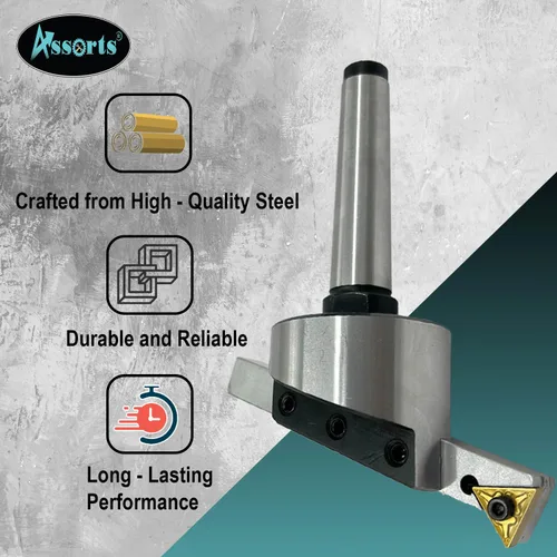 Vista 14 de Cortador de moscas de diámetro de cabeza de 2" pulgadas (1.969 in) para fresado y máquina de torno con broca de inserción de carburo reemplazable