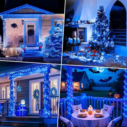 Vista 7 de Decute - Tira de luces de Navidad, impermeable, 300 LED, 105 pies, certificado UL con enchufe de extremo a extremo, 8 modos, guirnalda de luces