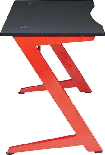 Vista 10 de OSP Home Furnishings Beta Battlestation - Escritorio para juegos con luces LED RGB Bluetooth, color rojo mate