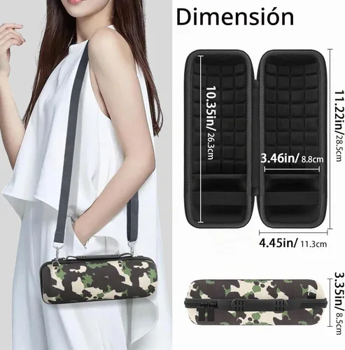 Vista 6 de co2CREA Funda de viaje rígida de repuesto para JBL Flip 7 Flip 6 FLIP 5 Altavoz Bluetooth portátil impermeable (funda de camuflaje negro)