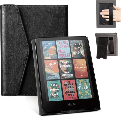 Vista 9 de CoBak Funda prémium para Kindle Paperwhite y Kindle Colorsoft de 7 pulgadas y Hanvon con correa de mano, encendido y apagado automático, elegante