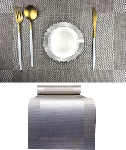 Vista 11 de PIGCHCY Juego de 4 manteles individuales en forma de cuña para mesa de comedor, tejido cruzado, lavables, resistentes al calor, manteles Bambúes