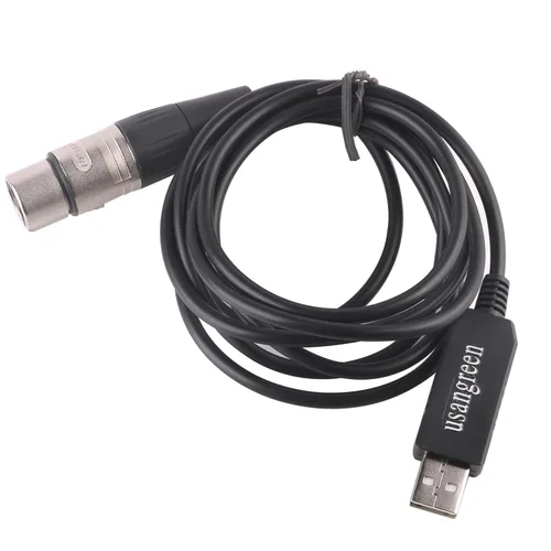 Vista 4 de Cable de interfaz USB a DMX512 FT232RNL Adaptador de controlador DMX de 3 pines XLR DMX cable para iluminación de escenario, compatible