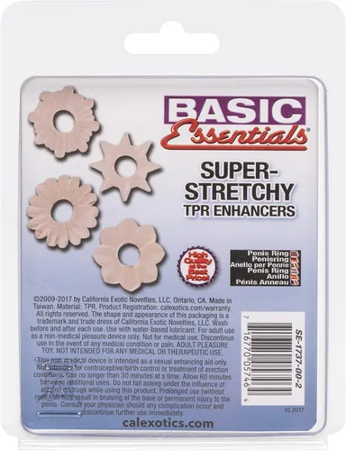 Vista 6 de California Exotic Novelties Basic Essentials - Potenciadores de Tpr súper elásticos, transparente