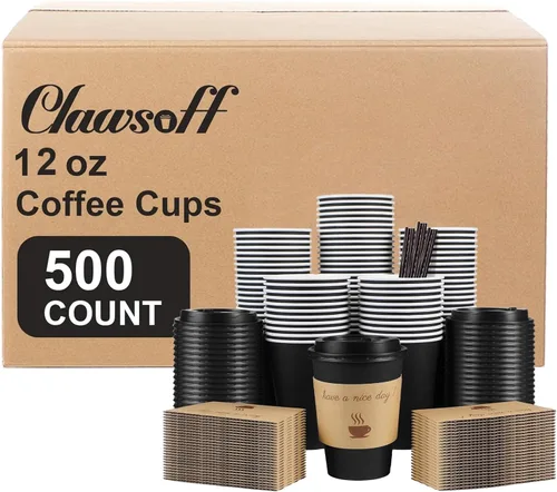 Vista 8 de Clawsoff - Paquete de 100 tazas de café de papel desechables de 16 onzas Azul marino-100Pack