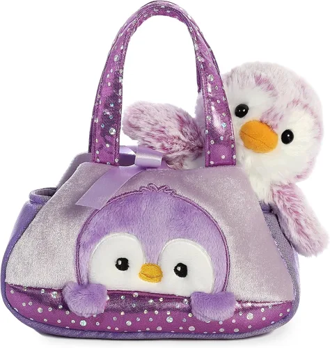 Vista 2 de Aurora® Fashion Fancy Pals™ Pompom Penguin™ - Animal de peluche - Compañeros sobre la marcha - Accesorios elegantes - Púrpura 7 pulgadas