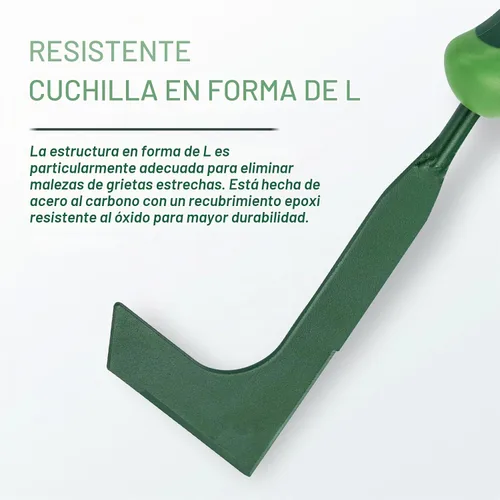 Vista 2 de Desbrozadora de grietas, extractor de malas hierbas en forma de L de 11 pulgadas con mango de goma ergonómico, herramienta de deshierbe de grietas