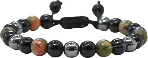 Vista 39 de Amazing Gemstone Pulsera de control de ira – Howlita Amazonita Lava Juego de pulseras para hombres y mujeres, curativa, calmante, ansiedad, alivio