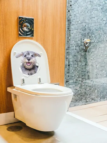 Vista 5 de Winston & Bear Smiling Schnauzer - Calcomanías de pared para perro, paquete de 2, mini calcomanías 3D de Schnauzer para paredes, automóviles