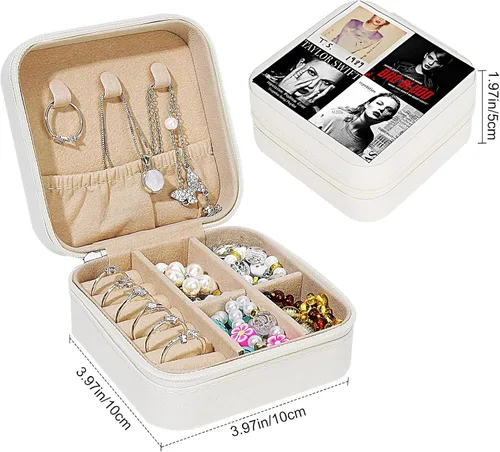 Vista 5 de Singer Merch - Joyero de viaje, cajas de joyería portátiles personalizadas para fanáticos de la música, organizador de joyas puede contener anillos