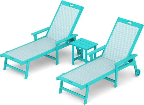 Vista 11 de LUE BONA Juego de 2 sillas de salón para exteriores, diván ajustable de Teca