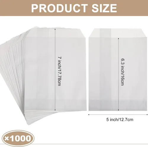 Vista 8 de Outus - Bolsa de papel kraft plana blanca (1000 unidades, 5 x 7 pulgadas)