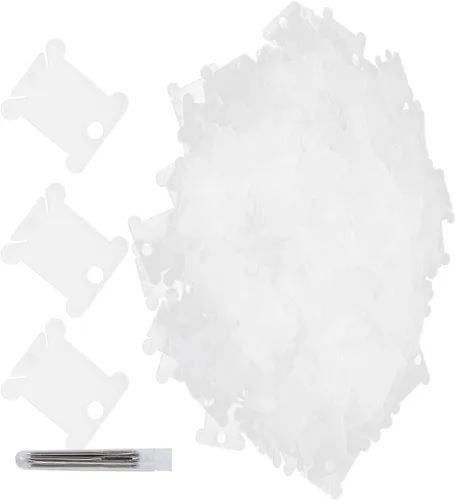 Vista 9 de Zerodis 300 tarjetas de hilo dental, placa de bobinado de costura de plástico transparente, soporte de hilo de punto de cruz, herramienta