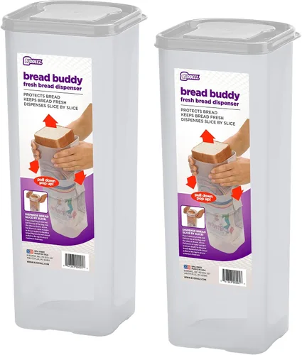 Vista 8 de Buddeez Bread Buddy Caja de Pan – Mantiene las Hogazas de Pan Frescas – Tapa Roja, Paquete de 1