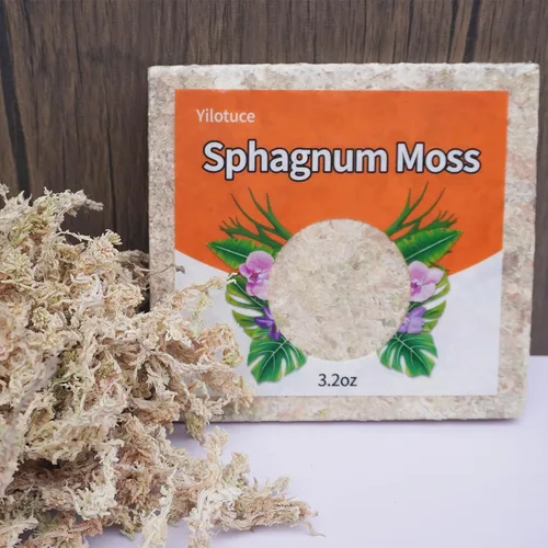Vista 3 de Musgo esfagnum comprimido de 3.2 oz para plantas, musgo esfagnum prémium cuidadosamente seleccionado para orquídeas