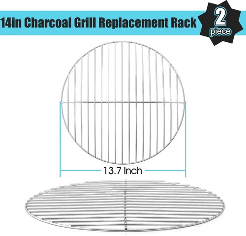 Vista 2 de HaSteeL Rejilla de Repuesto para Parrilla Pequeña de 13.7 Pulgadas para Carbón, Parrilla Redonda de Acero con Recubrimiento de Cromo, No Tóxica