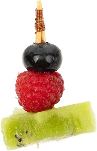 Vista 10 de Púas de cóctel de 3.5 pulgadas, 100 pinchos desechables para aperitivos, parte superior de cobre, palillos de dientes decorativos de bambú natural