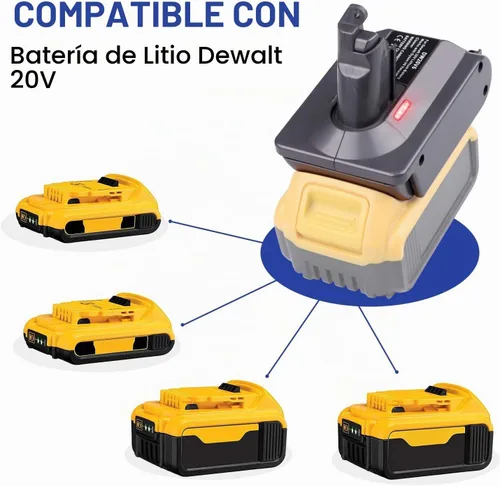 Vista 4 de Adaptador DW20V6 - Compatible con aspiradoras Dyson serie V6 y para batería de litio DeWalt 20V