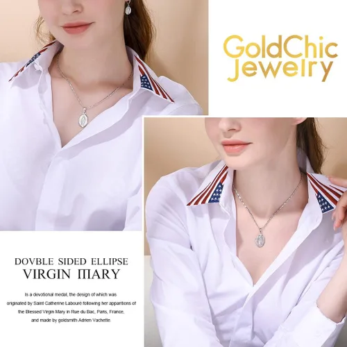 Vista 8 de GOLDCHIC JEWELRY Cruz INRI Crucifijo Colgante Collar, Virgen María Milagrosa Medalla Collares, Jesús Christain Jewelry