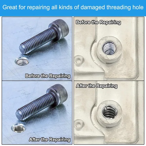 Vista 6 de PATIKIL Adaptadores de rosca Manga Tuerca Reductora, 10 piezas M8*1.25 macho a M6*1 hembra Tuerca de inserción de reparación Tornillo Reductor