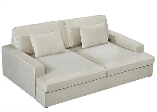Vista 9 de Container Furniture Direct Moderno sofá cama de terciopelo con diseño lujoso, elegante centro de mesa para salas de estar elegantes y cómodos Gris
