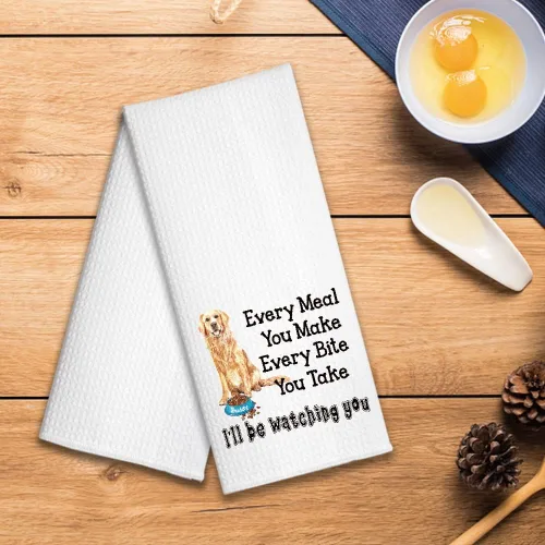 Vista 3 de Hafhue Every Meal You Make, Every Bite You Take Funny Golden Retriever toalla de cocina, regalos para mujeres, hermanas, amigas, mamá, tías, esposa