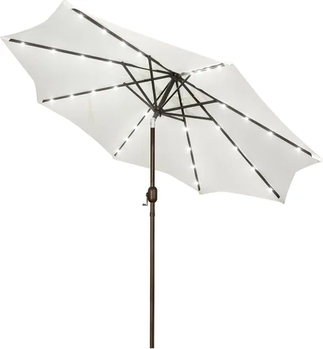Vista 12 de Blissun Sombrilla solar de 9 pies, sombrilla de patio con 32 luces LED, sombrilla de mercado de mesa, sombrilla al aire libre para jardín, terraza