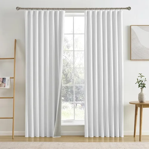 Vista 16 de RAIN CITY 2 paneles de cortinas extra anchas de 96 pulgadas de largo, de Beige