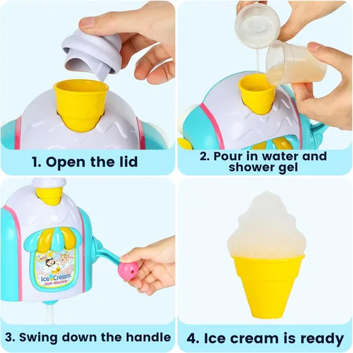 Vista 2 de Juguetes de baño para niños de 4 a 8 años, máquina de burbujas de helado para niños pequeños de 3 a 5 años, juguetes de baño de espuma de helado