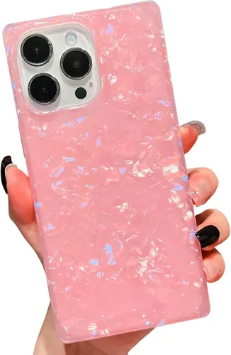 Vista 24 de Funda compatible con iPhone 14 Pro con borde rectangular, bonita funda protectora de lujo con pintura al óleo y flores para mujeres y niñas, funda