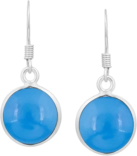 Vista 10 de Natural Gemstone Round Shape Silver Plated Dangle Earrings for Women Amatista