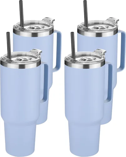 Vista 11 de Hasle Outfitters - Vaso de acero inoxidable de 40 onzas con asa, juego de vasos térmicos aislados al vacío, taza de viaje reutilizable de doble