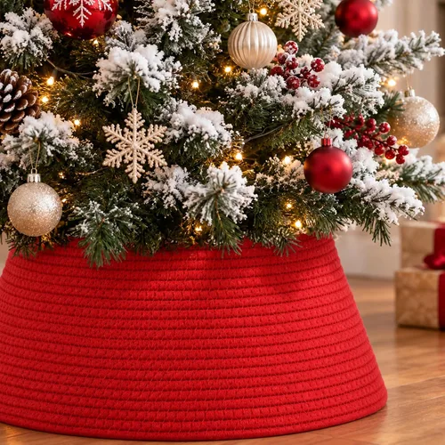 Vista 16 de Collar de árbol de Navidad, falda grande para árboles artificiales de 6 a 9 Negro