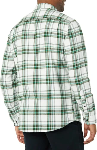 Vista 83 de Amazon Essentials Camisas de franela de manga larga para hombre, corte ajustado, a cuadros con botones