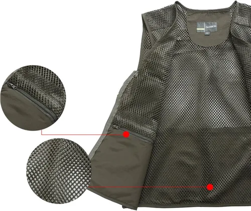 Vista 4 de Chaleco Flygo para hombre para pesca trabajo safari viaje de reportajes o para actividades al aire libre en verano con bolsillos