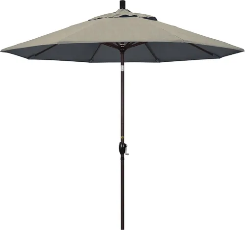 Vista 33 de California Umbrella Paraguas redondo de aluminio del mercado de 9', elevación de manivela, inclinación del botón, poste de bronce Azul (Air Blue)
