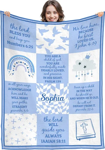 Vista 10 de Artsadd Regalos cristianos para niña, mantas personalizadas con nombre – Am a Child of God – Manta personalizada inspiradora para cumpleaños
