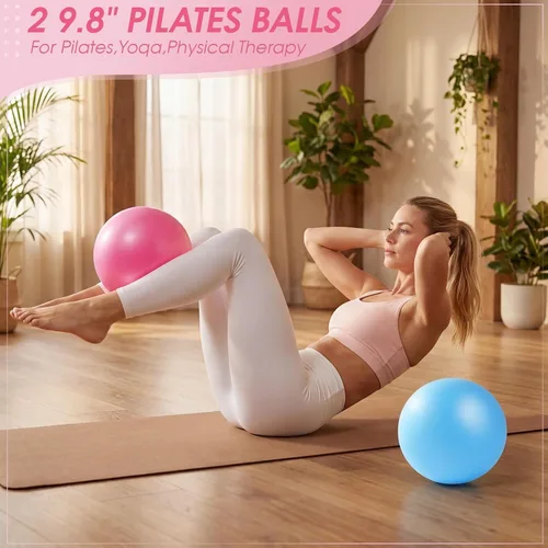 Vista 3 de Pilates Equipment,Pilates Kit with 15" Pilates Ring,2 9.8" Ball,Resistance Bands,Ankle Weights, Sliders, Grip Socks, Pilates Towel,30-Day Challenge